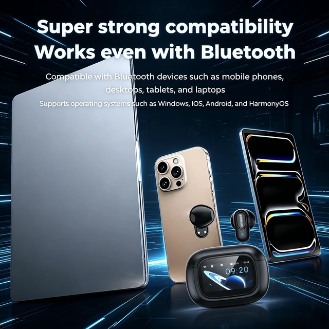 Alt view image 7 of 7 - MS126 Smart Touchscreen Wireless Earbuds, Bluetooth 6.0 Headphones, ENC Noise Canceling, Spatial Audio, 30H Playtime, in-Ear Earphones for Travel/Sports/Study/Business/Daily Life