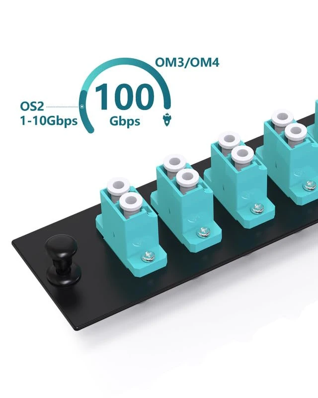 Alt view image 3 of 7 - 12 Fiber OM3/OM4 Patch Panel 6×Duplex LC Fiber Optic Coupler,LC UPC LGX Footprint Patch Panel with LC to LC Fiber Optic Adapter Connectors -Supports 1U Rack Systems