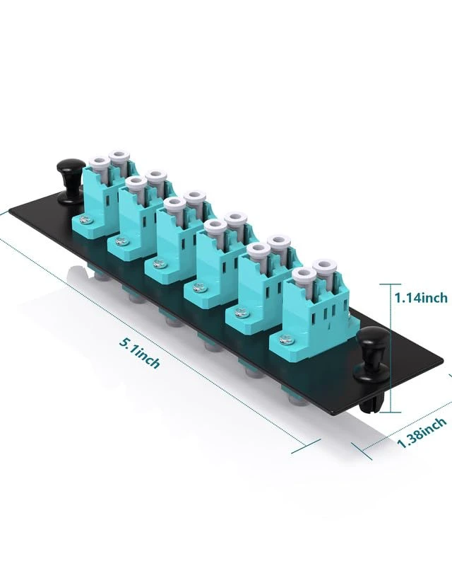 Alt view image 6 of 7 - 12 Fiber OM3/OM4 Patch Panel 6×Duplex LC Fiber Optic Coupler,LC UPC LGX Footprint Patch Panel with LC to LC Fiber Optic Adapter Connectors -Supports 1U Rack Systems