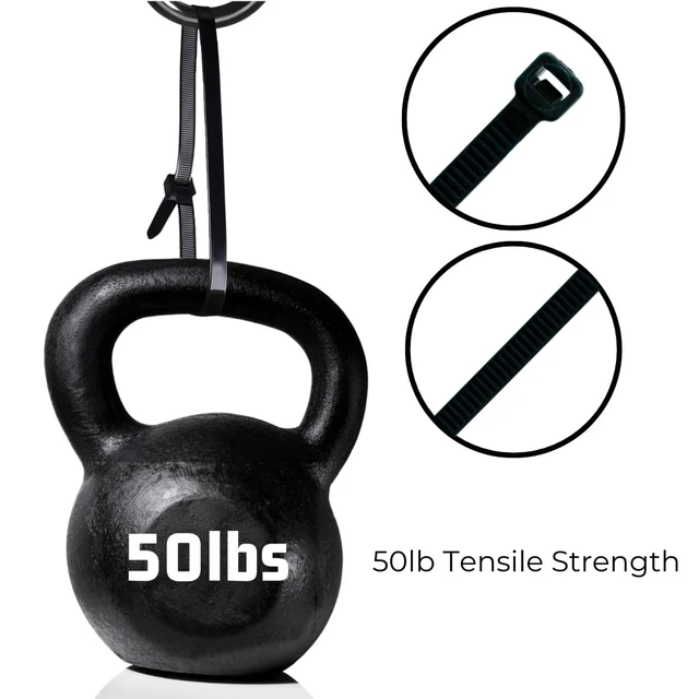 Alt view image 5 of 7 - 12 inch Black Nylon Zip Ties, 50lbs Tensile Strength, Multi-Purpose Self Locking Cable Ties, Heat Resistant, Erosion Controlled, Heavy Duty for Indoor and Outdoor Use (1000)