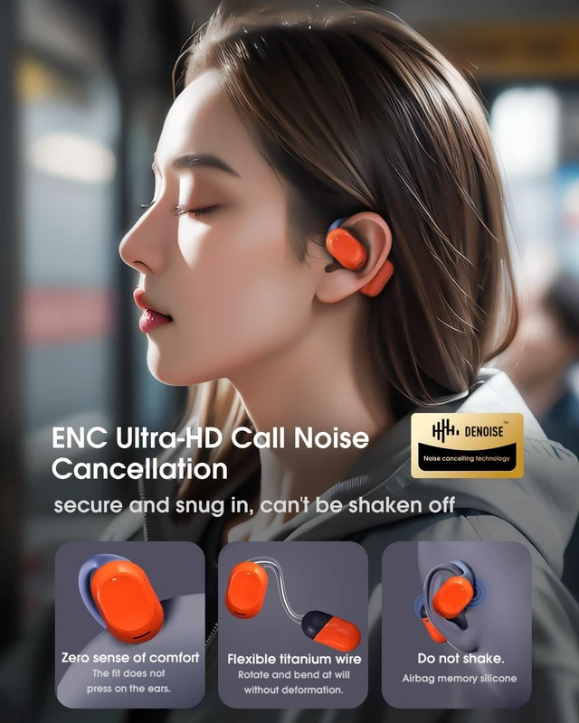 Alt view image 2 of 7 - AI Translator Earbuds Real Time - 164 Languages Translation Headphones, Audio and Video Calls Wireless Bluetooth Interpreter Device for Business, Travel, Learning - Orange