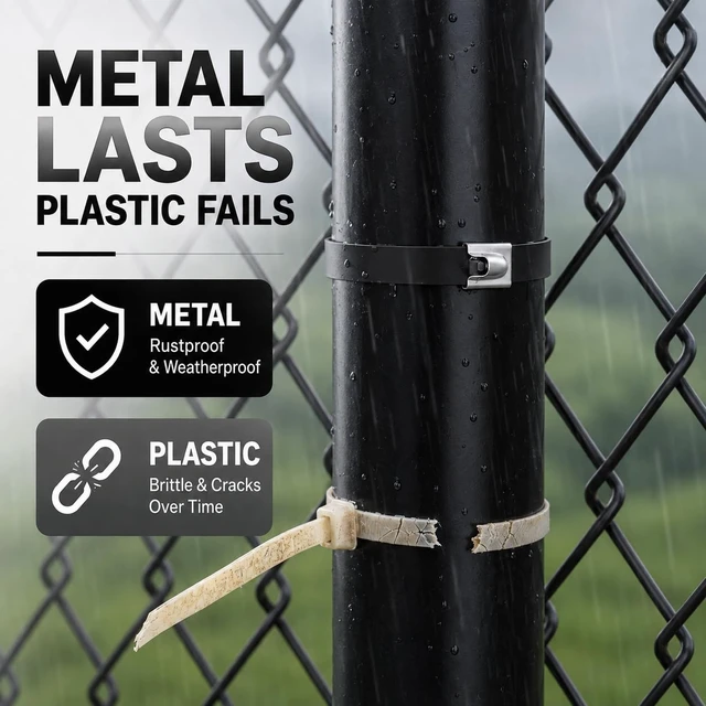 Alt view image 4 of 6 - Metal Zip Ties Black 300pcs Stainless Steel Zip Ties with Release Tool 300PCS (100×7.8/11.8/15.8") Cable Ties Metal Zip Ties Heavy Duty for Outdoor Use, Stainless Steel Epoxy Coated
