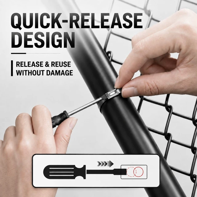 Alt view image 5 of 6 - Metal Zip Ties Black 300pcs Stainless Steel Zip Ties with Release Tool 300PCS (100×7.8/11.8/15.8") Cable Ties Metal Zip Ties Heavy Duty for Outdoor Use, Stainless Steel Epoxy Coated