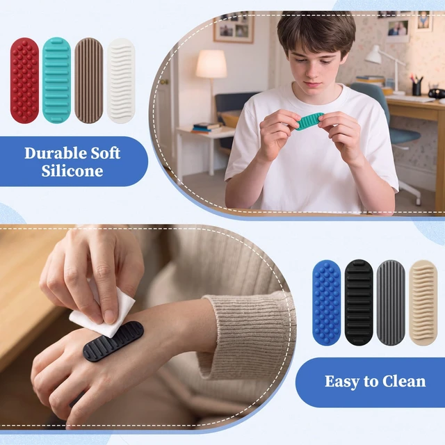 Alt view image 4 of 6 - 64 Pcs Textured Sensory Stickers for Kids Adults, Morandi Silicone Adhesive Calm Sensory Strips Adhd for Anxiety Relief, Fidget Stickers for Office School Work Travel Gifts
