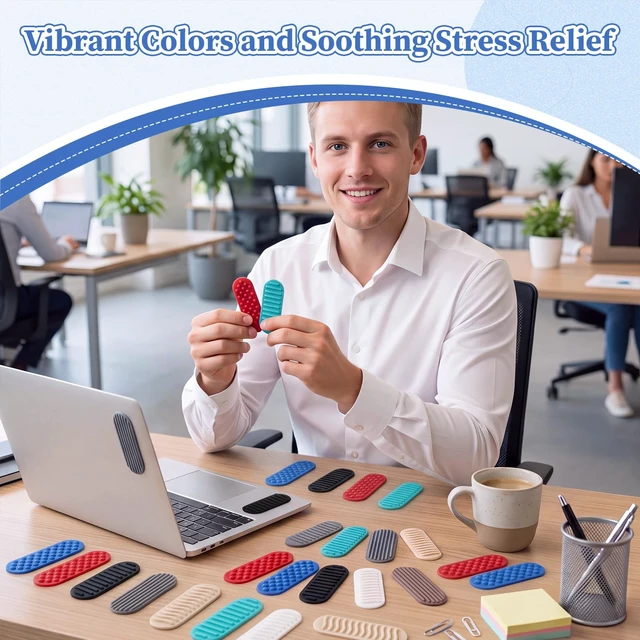 Alt view image 6 of 6 - 64 Pcs Textured Sensory Stickers for Kids Adults, Morandi Silicone Adhesive Calm Sensory Strips Adhd for Anxiety Relief, Fidget Stickers for Office School Work Travel Gifts