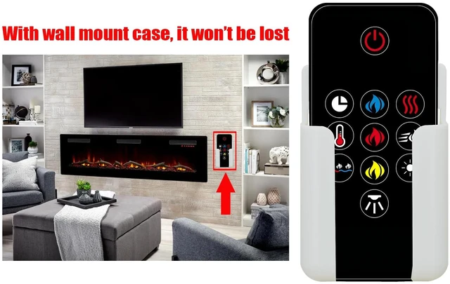 Alt view image 3 of 7 - Replacement Remote Control for Napoleon Electric Fireplace W190-0136-SER NEFVC32H NEFVC38H NEFB50H-SV NEFB60H-SV NEFP32-5019W,with Wall Mounting Bracket