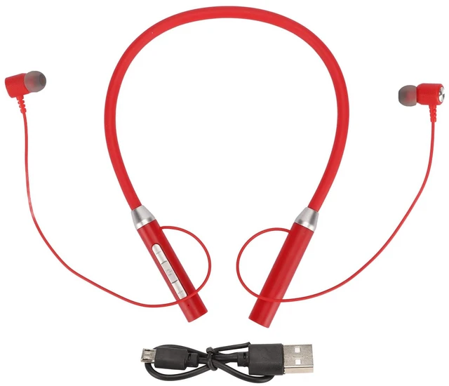 Alt view image 7 of 7 - Neckband Bluetooth Earbuds, Cordless Bluetooth 5.2 IPX5 Stereo Ergonomic Enhanced Bass Neckband Magnetic Headphones for Sports Running Workout (Red)