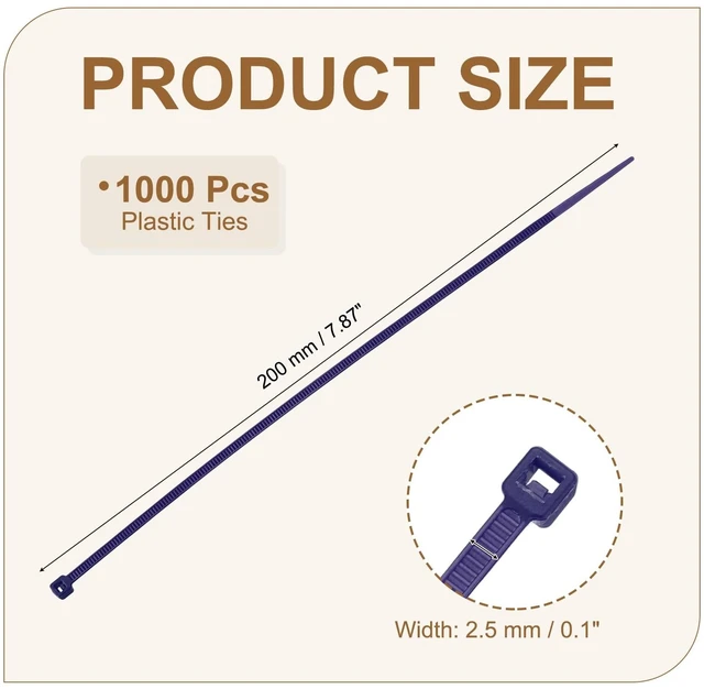 Alt view image 2 of 7 - Zip Ties Plastic Cable Ties, Self-Locking Wire Zip Tie 8 Inch Fit for Home Garden Office Workshop Travel - (1000 Pack, Navy Blue)