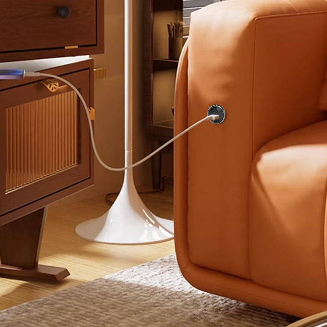 Alt view image 2 of 7 - Desktop Power Grommet, Small Power Strip Socket Flush Mount Socket with 2 USB Charging Ports for Office Conference Table