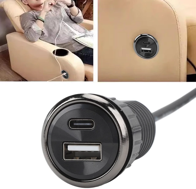 Alt view image 3 of 7 - Desktop Power Grommet, Small Power Strip Socket Flush Mount Socket with 2 USB Charging Ports for Office Conference Table