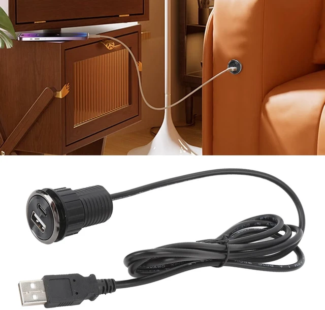 Alt view image 6 of 7 - Desktop Power Grommet, Small Power Strip Socket Flush Mount Socket with 2 USB Charging Ports for Office Conference Table