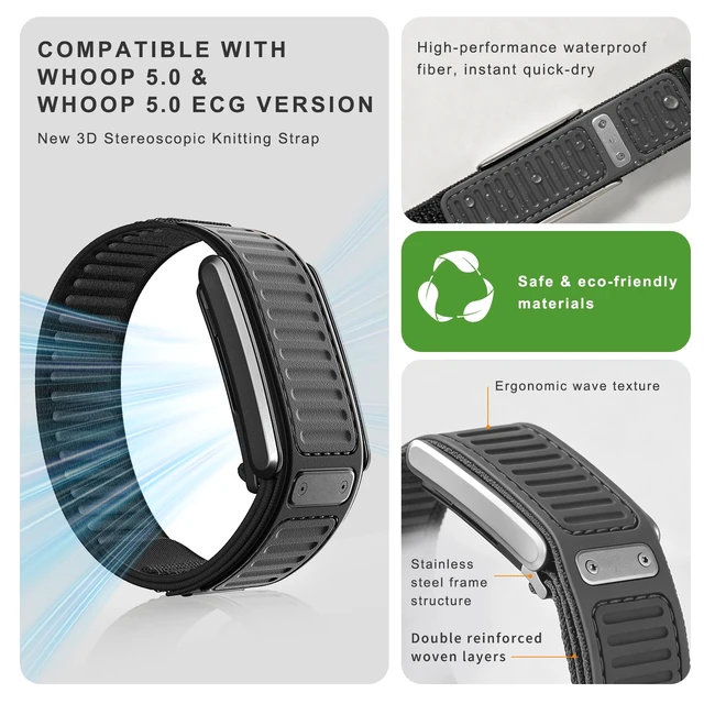 Alt view image 5 of 7 - Nylon sport band compatible with whoop 5.0/MG Navigator Replacement Band, Heavy-Duty Rugged Nylon Velcro Strap, Abrasion & Weather Resistant, Secure Fit for Sport & Daily Wear