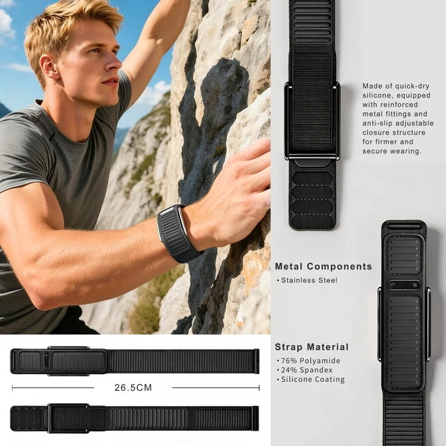 Alt view image 4 of 7 - Nylon sport band compatible with whoop 5.0/MG Navigator Replacement Band, Heavy-Duty Rugged Nylon Velcro Strap, Abrasion & Weather Resistant, Secure Fit for Sport & Daily Wear