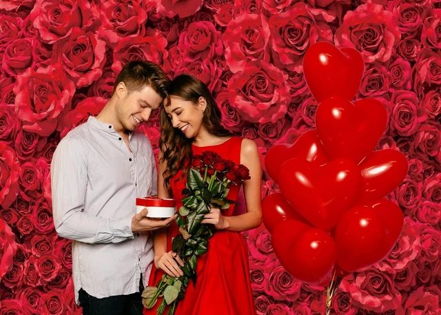 Alt view image 3 of 6 - Spring Flower Backdrop Red Rose Floral Wedding Photograph Background Roses Wall Lovers Girls Party Decoration Photo Studio Booth Props 8x6FT