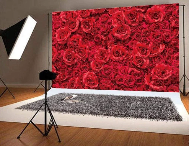 Alt view image 4 of 6 - Spring Flower Backdrop Red Rose Floral Wedding Photograph Background Roses Wall Lovers Girls Party Decoration Photo Studio Booth Props 8x6FT