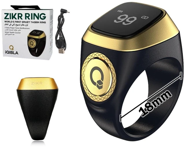 Alt view image 2 of 7 - Smart Ring Counter, Smart Tasbih Zikr Ring, Muslim Islamic Prayer Smart Rings, Tasbih Counter Smart Ring, Tasbeeh Smart Counter, Digital Electronic Smart Tally Counter for Prayer(Black, 18MM)
