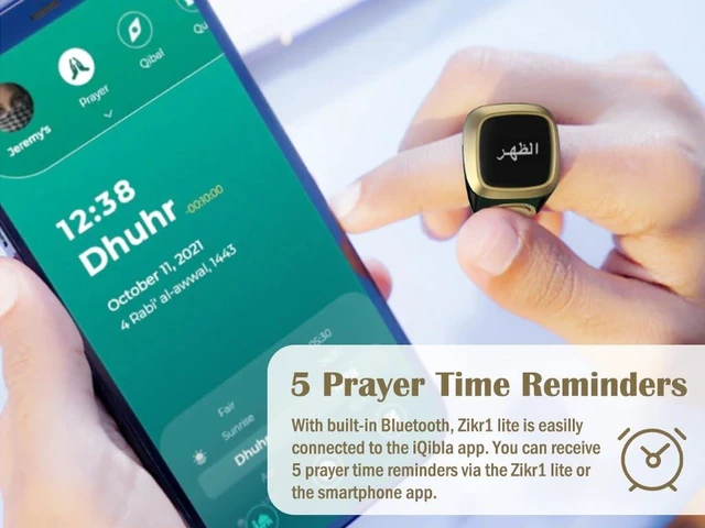 Alt view image 4 of 7 - Smart Ring Counter, Smart Tasbih Zikr Ring, Muslim Islamic Prayer Smart Rings, Tasbih Counter Smart Ring, Tasbeeh Smart Counter, Digital Electronic Smart Tally Counter for Prayer(Black, 18MM)