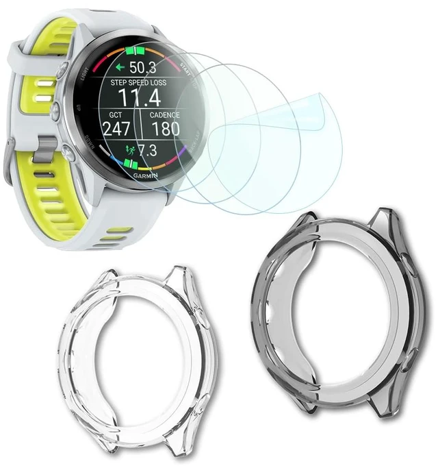 Main image of Screen Protector Compatible for Garmin Forerunner 970, Case TPU Soft Frame Cover and TPU Screen Protective Film Not Tempered Glass (Pack of 4+2)