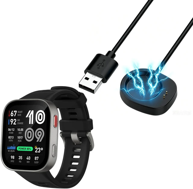 Main image of Compatible with Bip Max Charger, 100cm Magnetic Replacement Charging Station Stand Compatible with Amazfit Bip Max/Active Max/T-Rex/Balance 2/1 Helio/Active 3 (Charger with Cable)
