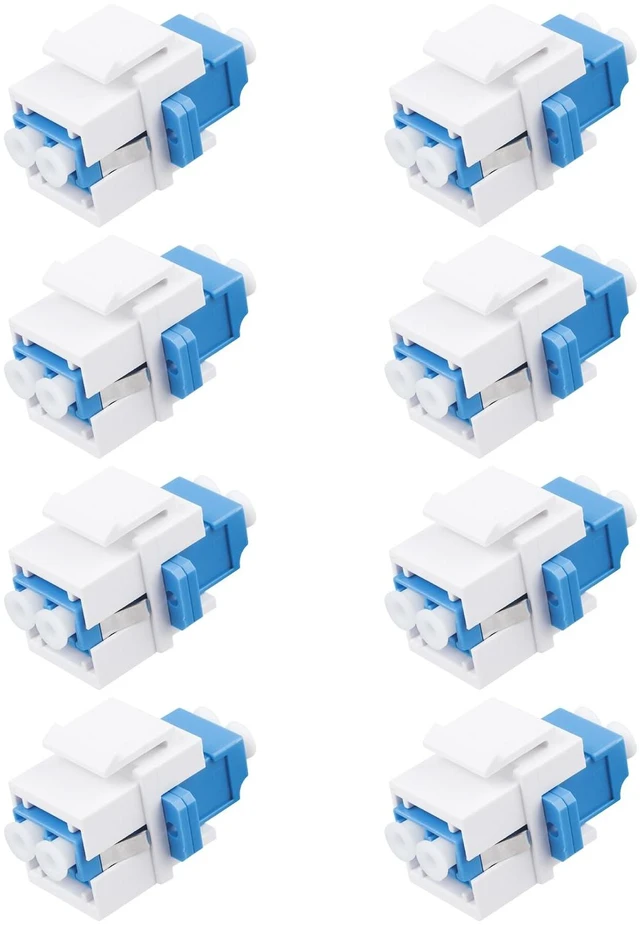 Main image of 8 Pack LC/UPC Fiber Optic Coupler Keystone Jack Modular for Patch Panels and Wall Plates Fiber Optic Cable Adapter LC Duplex Singlemode