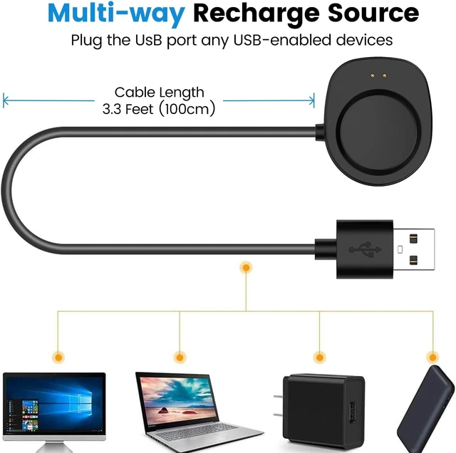 Alt view image 3 of 6 - Compatible with Bip Max Charger, 100cm Magnetic Replacement Charging Station Stand Compatible with Amazfit Bip Max/Active Max/T-Rex/Balance 2/1 Helio/Active 3 (Charger with Cable)