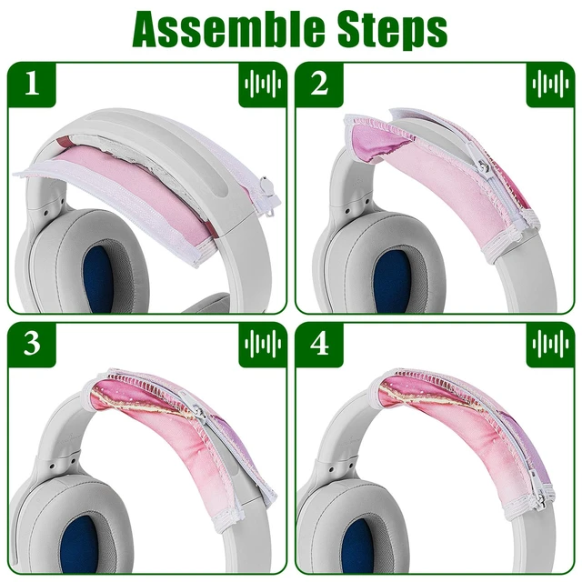 Alt view image 5 of 6 - NOVA Flex Fabric Headband Cover Compatible with Skullcandy Crusher Evo/Crusher ANC/Crusher ANC2, Hesh 3/ Evo/ANC and Venue Headphones, Head Cushion (Pink Marble)