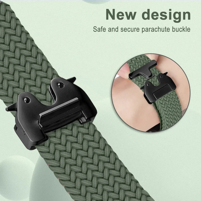 Alt view image 2 of 7 - 22mm QuickFit Nylon Band for Garmin Fenix 8 Pro 47mm/Quatix 8 47mm Stretchy Braided Nylon Strap Sport Strap Band for Garmin Quatix 7 Pro/Quatix 6/Descent G2 - Green