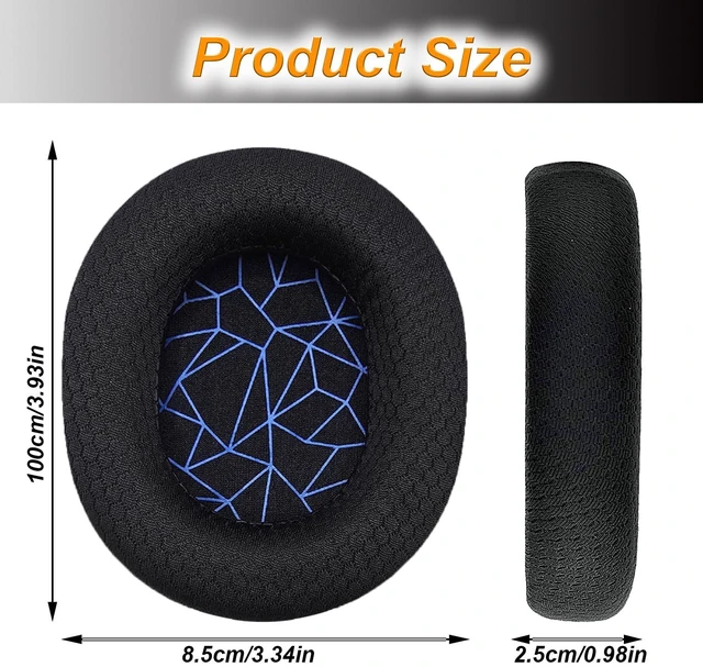 Alt view image 2 of 7 - Replacement Earpads for SteelSeries Arctis 3/Arctis 5/Arctis 7 Arctis 9/Arctis 1/Arctis pro Lossless Wireless Headphone,Ear Pads Cushions with Noise Isolation Memory Foam-Black+Blue