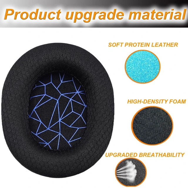Alt view image 3 of 7 - Replacement Earpads for SteelSeries Arctis 3/Arctis 5/Arctis 7 Arctis 9/Arctis 1/Arctis pro Lossless Wireless Headphone,Ear Pads Cushions with Noise Isolation Memory Foam-Black+Blue