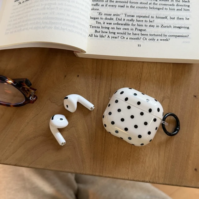 Alt view image 3 of 7 - for Apple Airpods 3 Case with Keychain,Trendy Black and White Polka Dot Airpods 3rd Generation (2021) Protective Cover,Compatible with MagSafe,Gift for Girl Men Women - White Small Dots