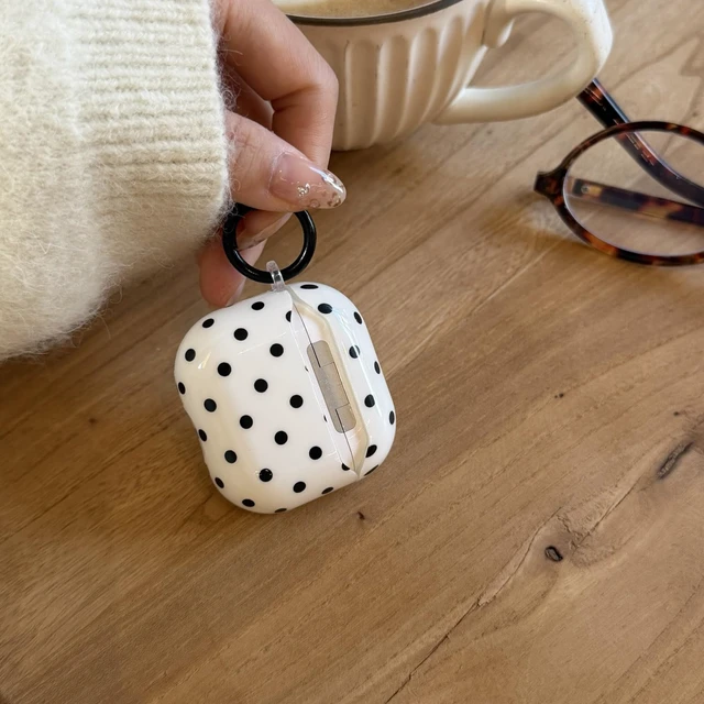 Alt view image 5 of 7 - for Apple Airpods 3 Case with Keychain,Trendy Black and White Polka Dot Airpods 3rd Generation (2021) Protective Cover,Compatible with MagSafe,Gift for Girl Men Women - White Small Dots