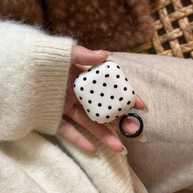 Alt view image 6 of 7 - for Apple Airpods 3 Case with Keychain,Trendy Black and White Polka Dot Airpods 3rd Generation (2021) Protective Cover,Compatible with MagSafe,Gift for Girl Men Women - White Small Dots