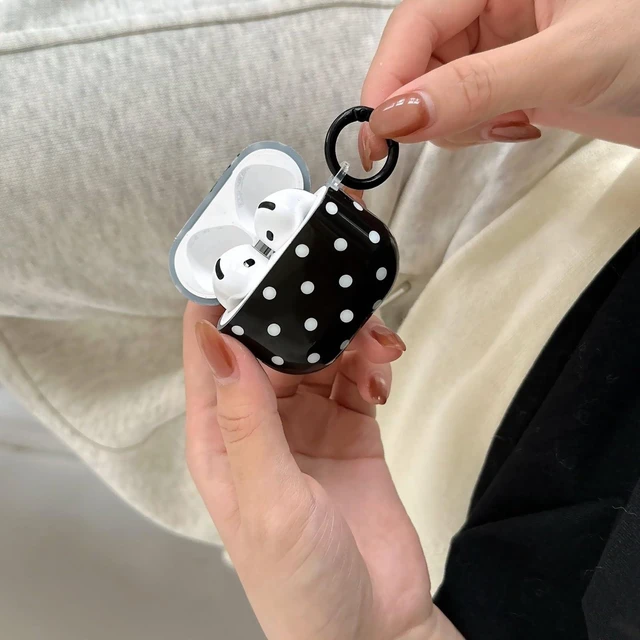 Alt view image 3 of 7 - for Apple Airpods Pro 3 Case with Keychain,Cute Black and White Polka Dot Airpods Pro 3rd Generation (2025) Protective Cover,Compatible with MagSafe,Gift for Girl Men Women - Black Small Dots