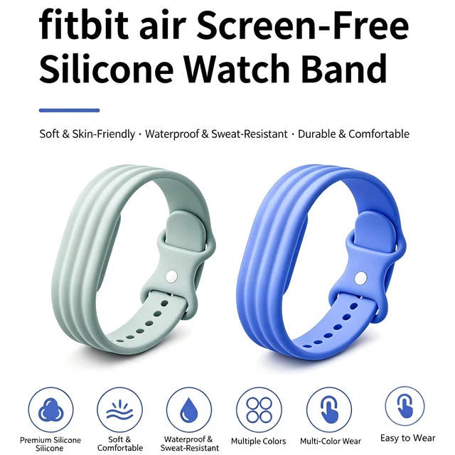 Alt view image 2 of 7 - Replacement Bands For Google Fitbit Air Active Strap Silicone for Man Women One Size 255mm length, Adjustable 5.9' - 8.27'(150210mm) Length, Soft & Skin-Friendly, for Man and Women