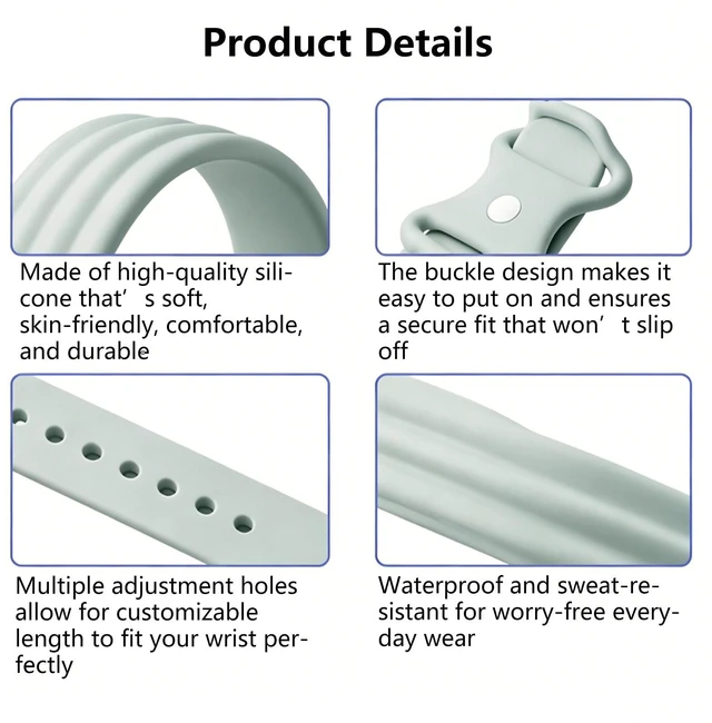 Alt view image 5 of 7 - Replacement Bands For Google Fitbit Air Active Strap Silicone for Man Women One Size 255mm length, Adjustable 5.9' - 8.27'(150210mm) Length, Soft & Skin-Friendly, for Man and Women