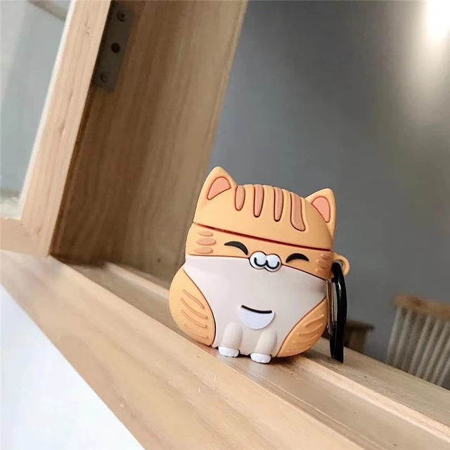 Alt view image 4 of 5 - for AirPods Pro Case, Cute 3D Ginger Cat Silicone Shockproof Cover with Carabiner Compatible with AirPods Pro/Pro 2 (Orange)