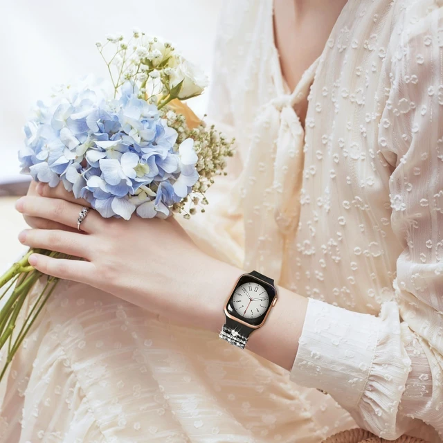 Alt view image 7 of 7 - Watch Band Charms (Band Included), Compatible with Apple Watch Band 38mm 40mm 41mm 42mm(S10), Floral Engraved Silicone Straps Accessories for iWatch Bands Ultra 3 2 1 Series se 11 10 9 8 7 6 5 4 3 2 1