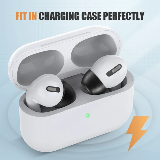 Alt view image 4 of 7 - Memory Foam Ear Tips for AirPods Pro 1 & 2, No Silicone Eartips Pain, Anti-Slip Replacement Tips with Dust Mesh, Fit in The Charging Case, Reducing Noise Earbuds, 3 Pairs (Mixed S/M/L, Black)