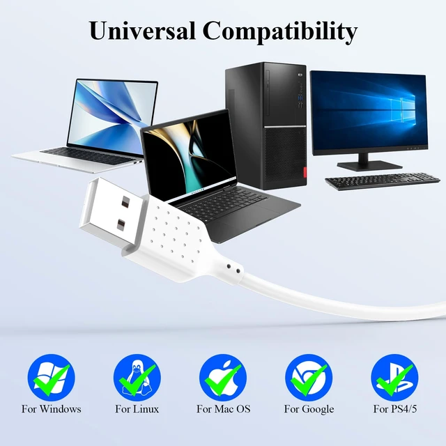 Alt view image 7 of 7 - USB Earbuds for PC Laptop Computer with Mic Wired Headphones 7.5FT White USB A Headset with Microphone Audio Control Noise Isolating Earphones for Dell for HP Surface Switch Office Zoom Working