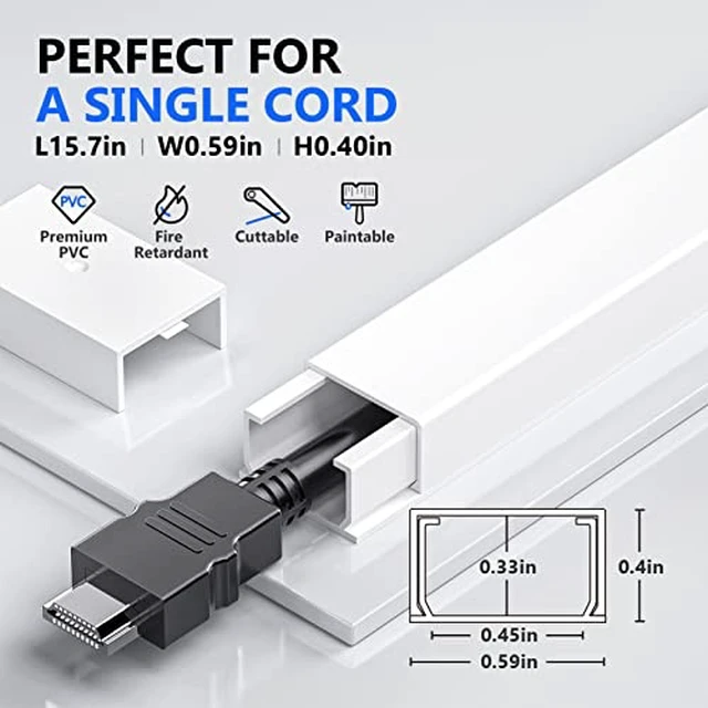 Alt view image 6 of 7 - 270in (XS+S Size) Bulk Cord Hider Wall, CC05&CC03 White, Wire Covers for Cords, Paintable Cable Concealer Raceway, PVC Cord Cover Cable Management System