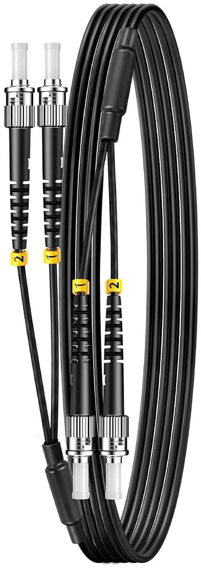 Main image of Outdoor OS2 ST to ST Single Mode Fiber Patch Cable, 30FT/10M OD-5mm,Industrial TPU, Armored, Duplex Singlemode, Direct Burial, SMF, SM, Fiber Optic Cable, 10G/40G/100G, 9/125um