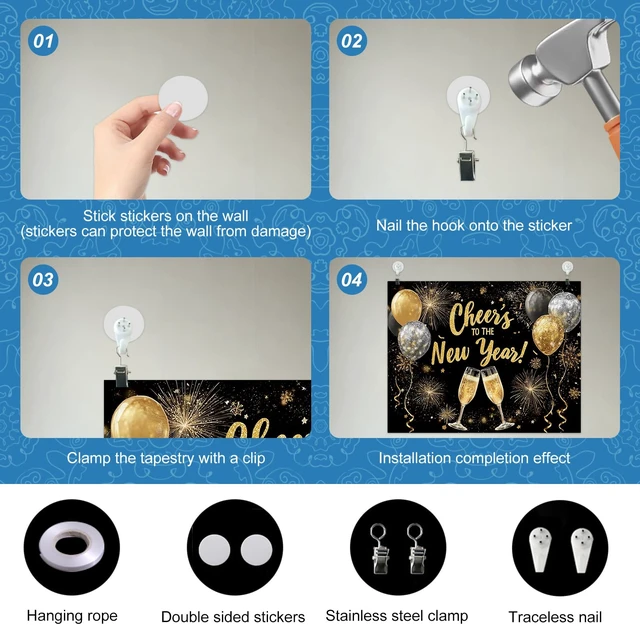 Alt view image 6 of 6 - Cheers to The Chinese New Year Backdrop 8x6ft Gold Black Champagne Photography Background Glitter Balloons Fireworks Banner for Lunar New Year Eve Party Holiday Celebration Decoration