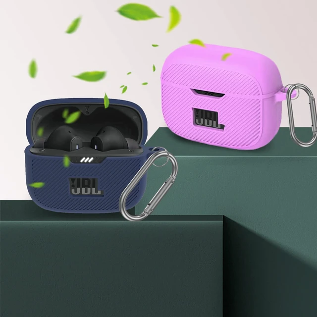 Alt view image 5 of 6 - Compatible for JBL Tune 230NC TWS Case, Soft Silicone Protective Scratch Resistance Skin Case for JBL Tune 230NC with Anti-Lost Keychain and Carabiner (Purple)