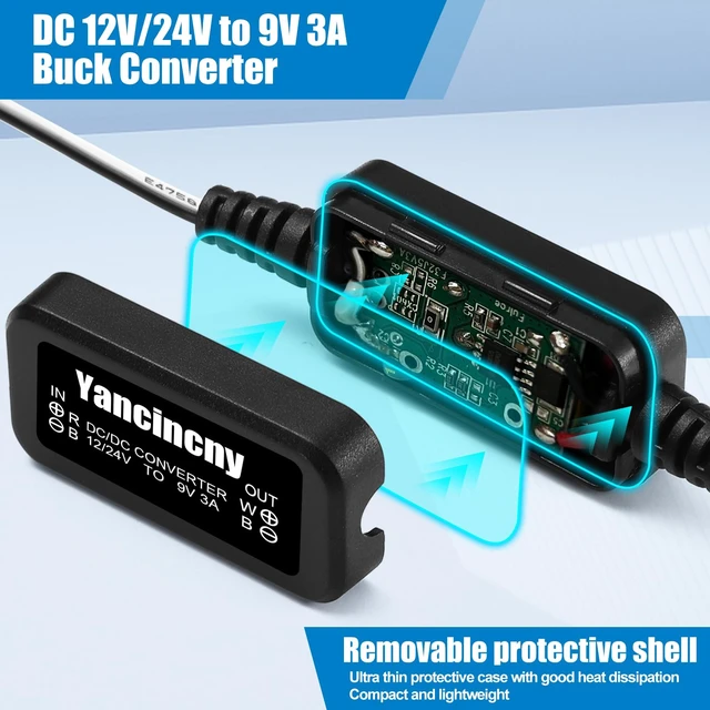 Alt view image 3 of 7 - DC 12V 24V Step Down to 9V 3A 27W, DC 11-32V to 9VVoltage Converter Power Supply Adapter Buck Converter Regulator Reducer Voltage Transformer with Fuse for Golf Cart