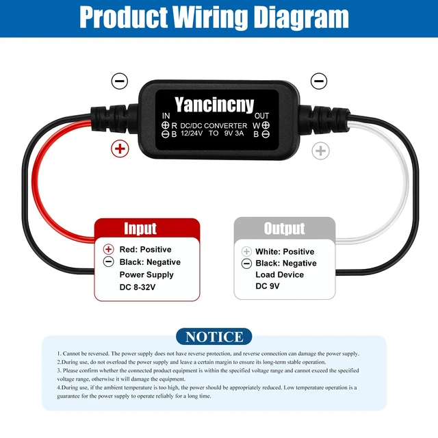 Alt view image 6 of 7 - DC 12V 24V Step Down to 9V 3A 27W, DC 11-32V to 9VVoltage Converter Power Supply Adapter Buck Converter Regulator Reducer Voltage Transformer with Fuse for Golf Cart