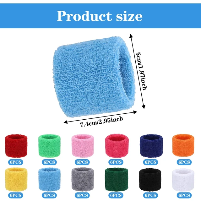 Alt view image 2 of 7 - 72 Pack Wrist Sweatbands Bulk for Men Women, Neon 80s Sweat Bands for Sports, Gymnastics Wristbands for Grips, Basketball Wristbands for Baseball Football Tennis Running Gym Workout 36 Pairs 12 Color