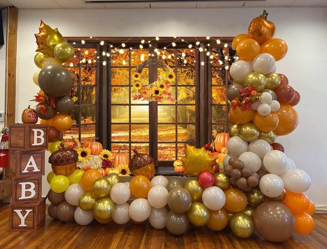 Alt view image 5 of 7 - Fall Window Backdrop Autumn Scenery Forest Wooden Window Pumpkin Maple Leaves Harvest Photography Background Thanksgiving Friendsgiving Family Birthday Party Decorations Banner Photo Props (8x6FT)