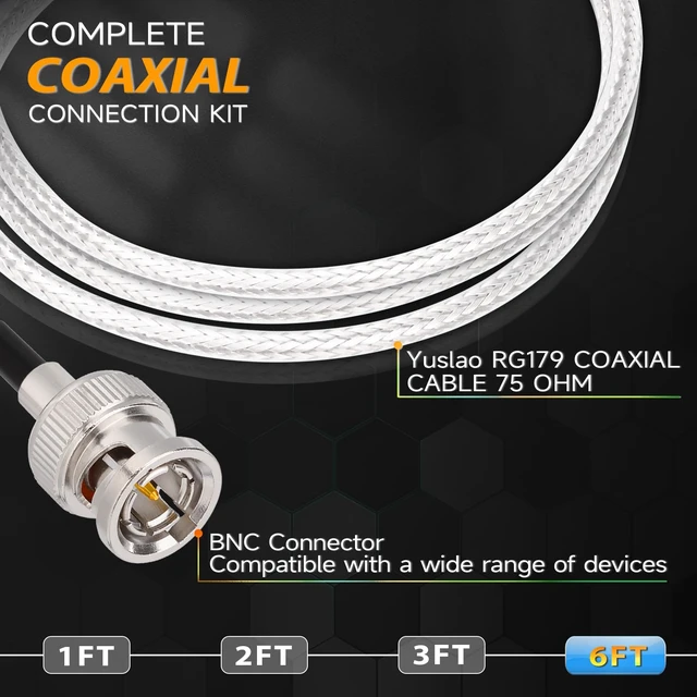 Alt view image 2 of 5 - HD-SDI 3G SDI Cable 6FT BNC Male to Male Connector RG179 Coax Cable 75 Ohm for Camera BMCC Video CCTV Monitor SDI Converter Splitter etc. 1-Pack