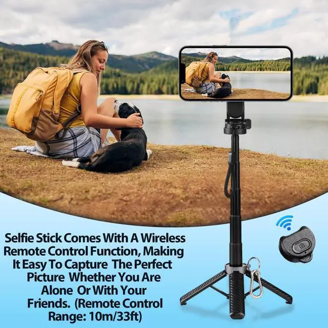 Alt view image 5 of 6 - 4-in-1 Multifunctional Magnetic Selfie Stick,360° Rotation Phone Tripod, Portable Extendable Mag Tripod,for Video Recording & Vlog,Portable Pocket Size for iPhone & Android(Black)