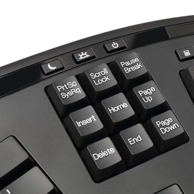 Alt view image 3 of 6 - WKB-1500GB Wireless Ergonomic Keyboard and Laser Mouse, Black | Desktop, Split Keys Design, Palm Rest for Comfort, Long Battery Life, Nano Receiver, Compatible for PC & Windows